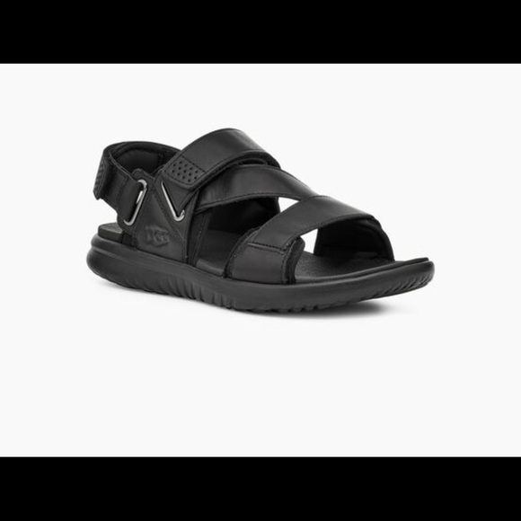 New UGG‎ MENS UNION STRAP LEATHER BLACK SANDAL SIZE 9 MODEL # 1114990. - Picture 7 of 7